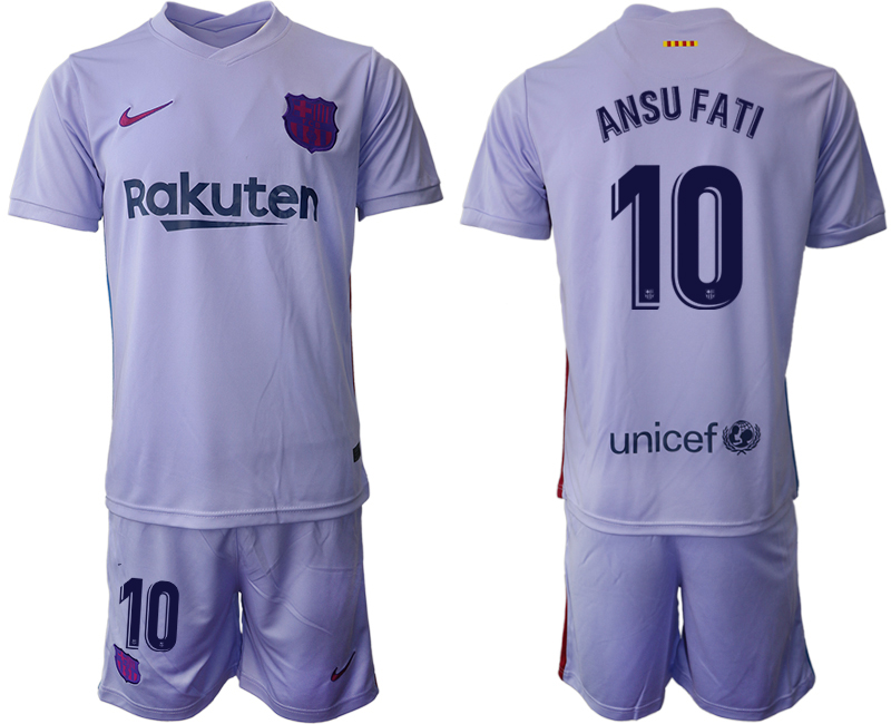 Men 2021-2022 Club Barcelona away purple #10 Soccer Jersey